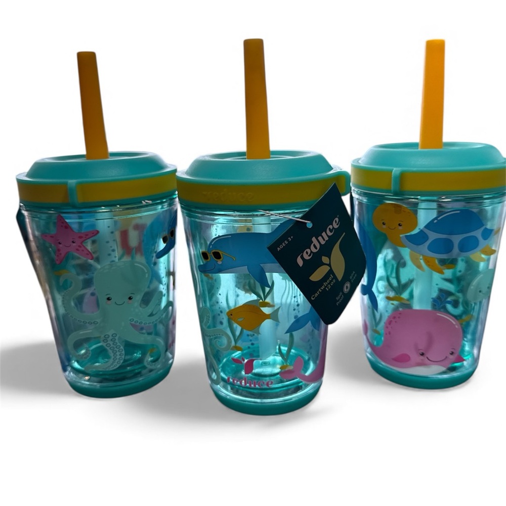 Kids Ocean Adventure Spill Proof Tumblers - Reduce Cartwheel - 12 oz each Qty 3